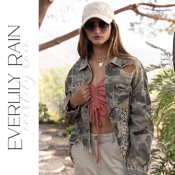 POL Camo and Leopard Print Distressed Jacket - Picture 5 of 13
